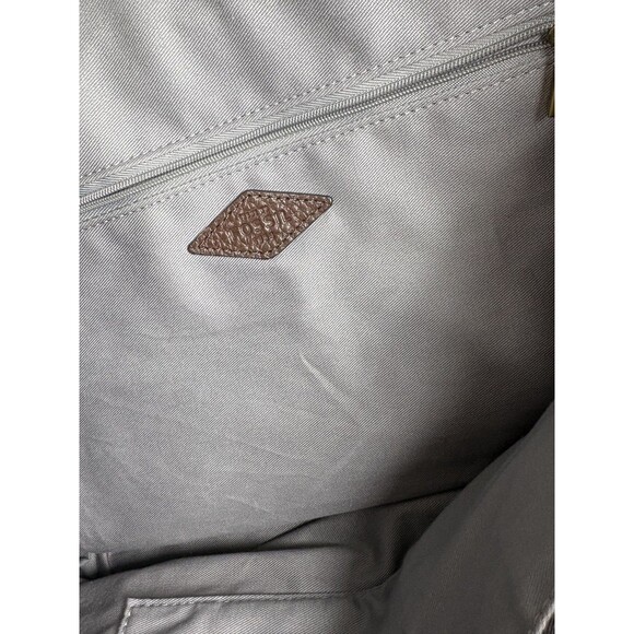 Fossil Jenna Color Block Pebbled Leather Shoulder Bag Tote Navy Blue Brown - Picture 8 of 10